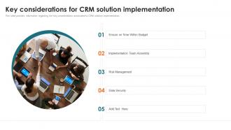 Customer Relationship Management Toolkit Key Considerations For CRM Solution Implementation