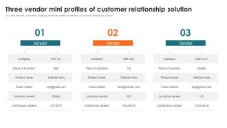 Customer Relationship Management Toolkit Three Vendor Mini Profiles Of Customer Relationship Solution