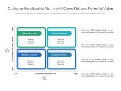 Customer Relationship Matrix With Churn Risk And Potential Value