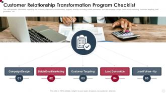 Customer Relationship Transformation Program Checklist How To Improve Customer Service Toolkit