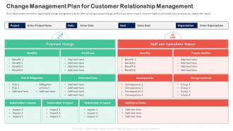 Customer Relationship Transformation Toolkit Change Management Plan For Customer Relationship