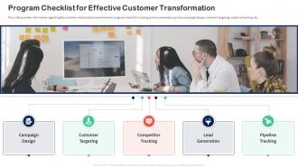 Customer Relationship Transformation Toolkit Program Checklist For Effective Customer Transformation