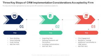 Customer Relationship Transformation Toolkit Three Key Steps Of Crm Implementation Considerations Accepted