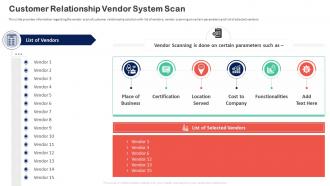 Customer Relationship Vendor System Scan Customer Relationship Transformation Toolkit