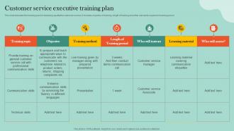 Customer Retention Plan Customer Service Executive Training Plan