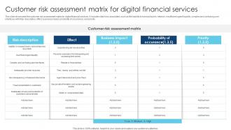 Customer Risk Assessment Matrix For Digital Financial Services