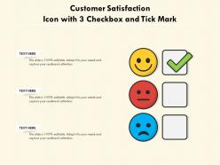 Customer satisfaction icon with 3 checkbox and tick mark