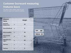 Customer Scorecard Measuring Features Score