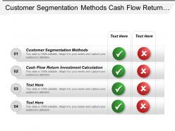 Customer segmentation methods cash flow return investment calculation cpb