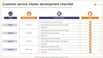 Customer Service Charter Development Checklist