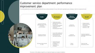 Customer Service Department Performance Improvement Plan