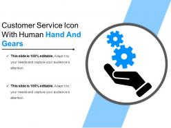 Customer service icon with human hand and gears