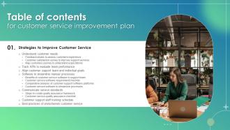 Customer Service Improvement Plan For Table Of Contents Ppt Infographic Template Deck