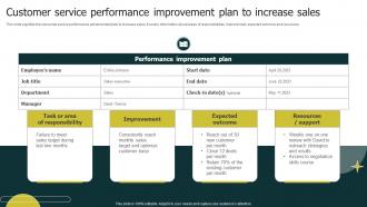 Customer Service Performance Improvement Plan To Increase Sales