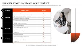 Customer Service Quality Assurance Checklist Plan Optimizing After Sales Services