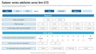 Customer Service Satisfaction Survey Form Survey SS