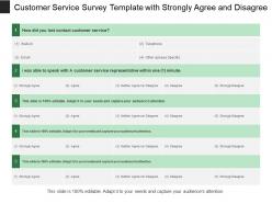 Customer service survey template with strongly agree and disagree