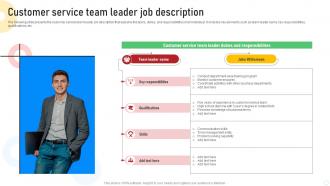 Customer Service Team Leader Job Description