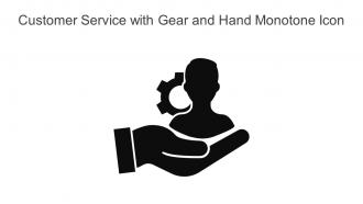 Customer Service With Gear And Hand Monotone Icon In Powerpoint Pptx Png And Editable Eps Format