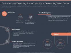 Customer story depicting firms capability in developing video game