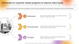Customer Support And Services Introduction To Customer Reward Programs To Improve Client