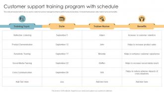 Customer Support Training Program With Schedule