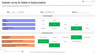 Customer Survey For Fashion Or Beauty Products Powerpoint Ppt Template Bundles Survey Appealing Professionally