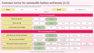 Customer Survey For Sustainable Fashion And Beauty Survey SS