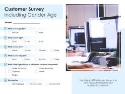 Customer survey including gender age