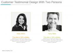Customer testimonial design with two persons powerpoint slide show