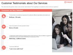 Customer testimonials about our services front investor funding elevator ppt model outline