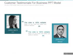 Customer testimonials for business ppt model