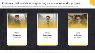 Customer Testimonials For Engineering Maintenance Service Proposal Ppt Powerpoint Presentation Ideas