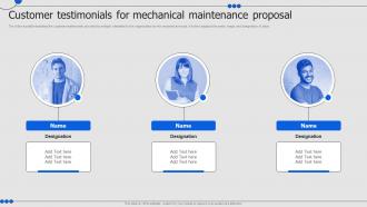 Customer Testimonials For Mechanical Maintenance Proposal