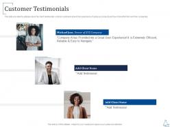 Customer testimonials series b investment ppt formats