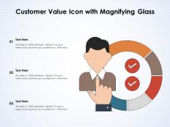 Customer value icon with magnifying glass