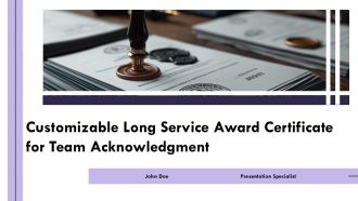 Customizable Long Service Award Certificate For Team Acknowledgment PPT H