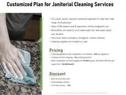 Customized plan for janitorial cleaning services ppt powerpoint presentation icon clipart