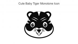 Cute Baby Tiger Monotone Icon In Powerpoint Pptx Png And Editable Eps Format