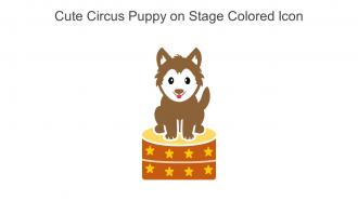 Cute Circus Puppy On Stage Colored Icon In Powerpoint Pptx Png And Editable Eps Format