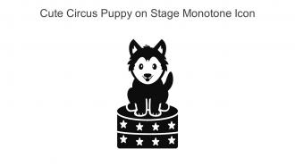 Cute Circus Puppy On Stage Monotone Icon In Powerpoint Pptx Png And Editable Eps Format