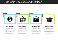 Cute coin envelope and gift icon