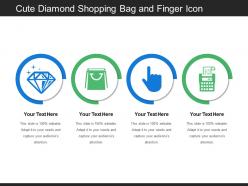 Cute diamond shopping bag and finger icon