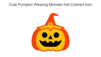 Cute Pumpkin Wearing Monster Hat Colored Icon In Powerpoint Pptx Png And Editable Eps Format