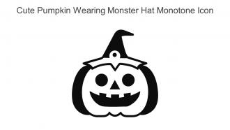 Cute Pumpkin Wearing Monster Hat Monotone Icon In Powerpoint Pptx Png And Editable Eps Format