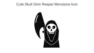 Cute Skull Grim Reaper Monotone Icon In Powerpoint Pptx Png And Editable Eps Format