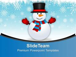 Cute snowman on snowy background powerpoint templates ppt themes and graphics