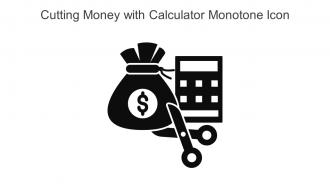 Cutting Money With Calculator Monotone Icon In Powerpoint Pptx Png And Editable Eps Format