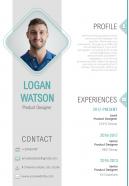 Cv and resume layout for product designer