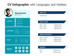 Cv infographic with languages and hobbies
